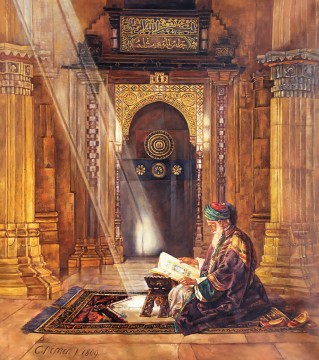 Arab reading in the mosque Peinture à l'huile